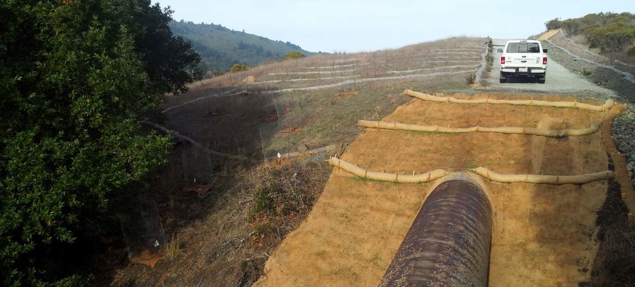 ECI pick up truck at site of construction project at Crystal Springs Reservoir pipeline