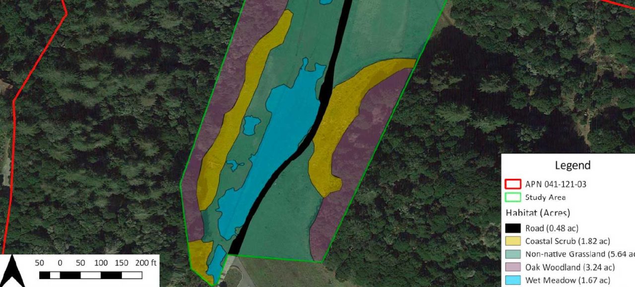 Map shwoing biological assessment forBaker Road restoration project