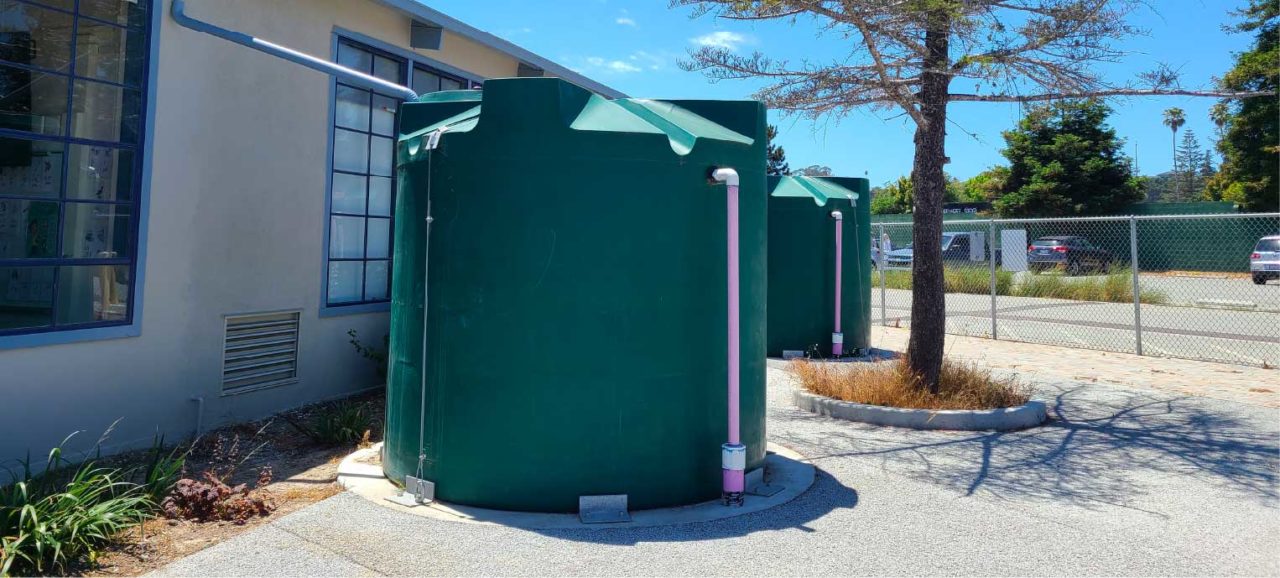 Bay View Elementary School rainwater catchment cisterns installed by ECI