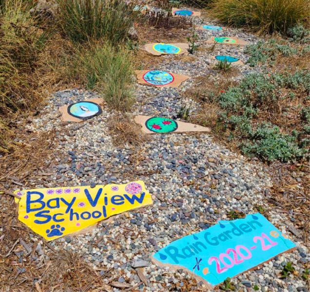 BayView Teaching Garden pathway with painted stepping stones